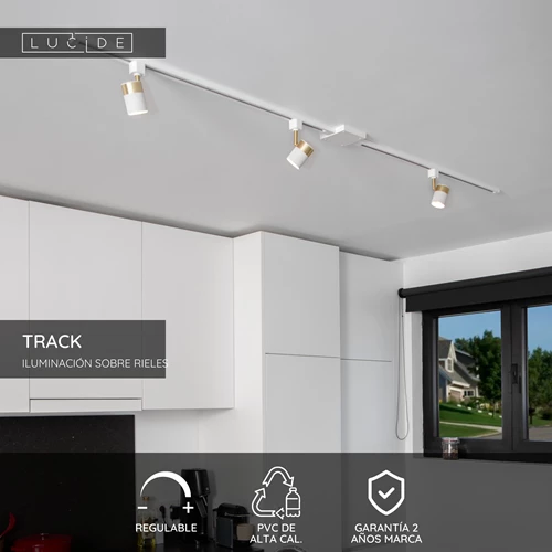 Lucide TRACK Conector en X - Sistema de carril monofásico / Iluminación con rieles - Blanco (Extensión) - USP